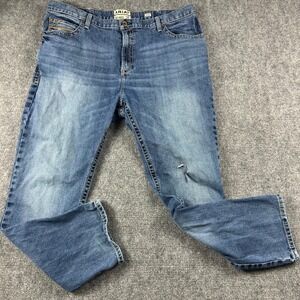 Ariat M4 Jeans Mens 44x34 Blue Relaxed Straight Leg Denim Workwear Pants